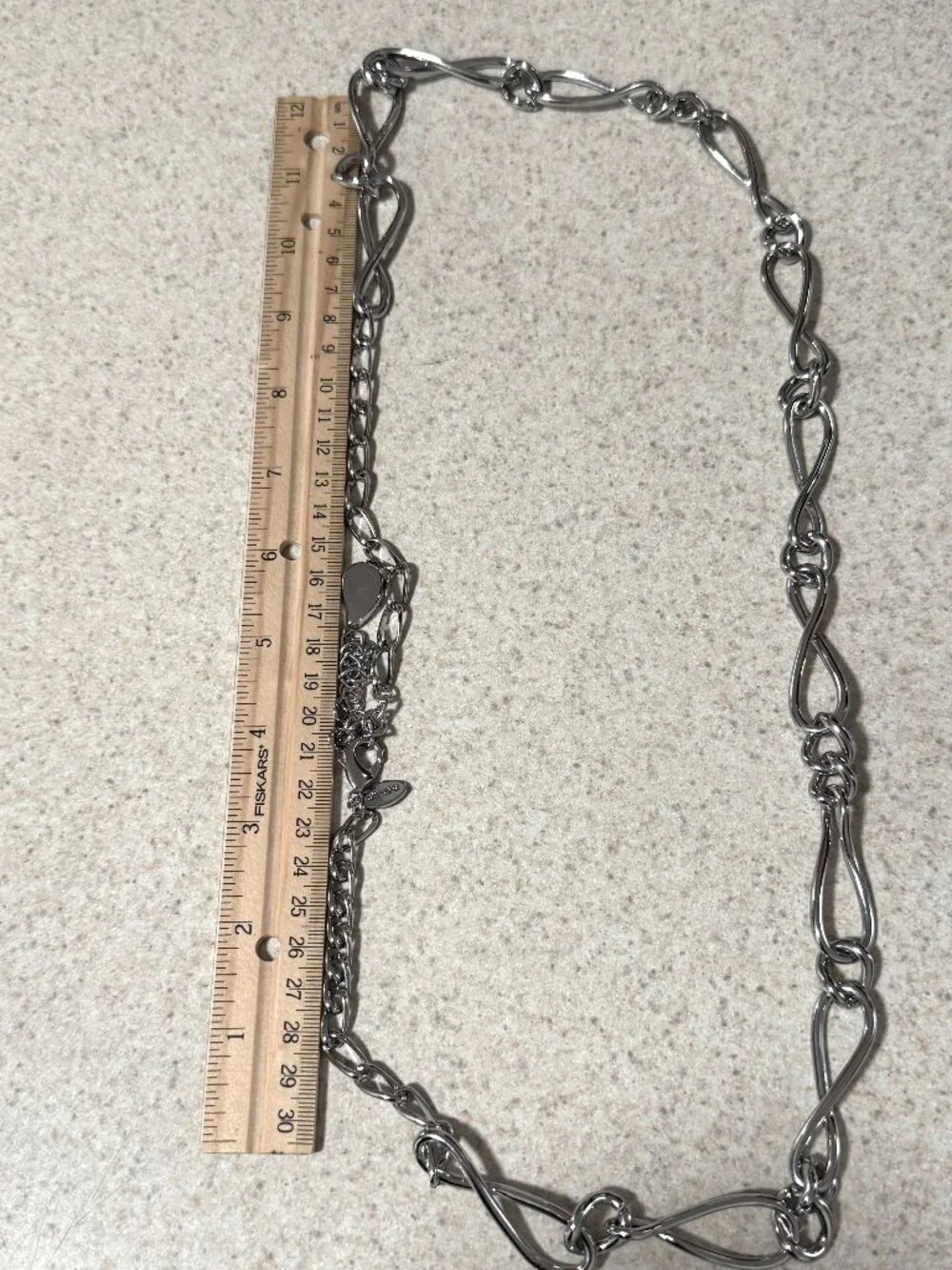 Chico's Silver Chain Metal Belt Eternity Knot Link Gorgeous Marked